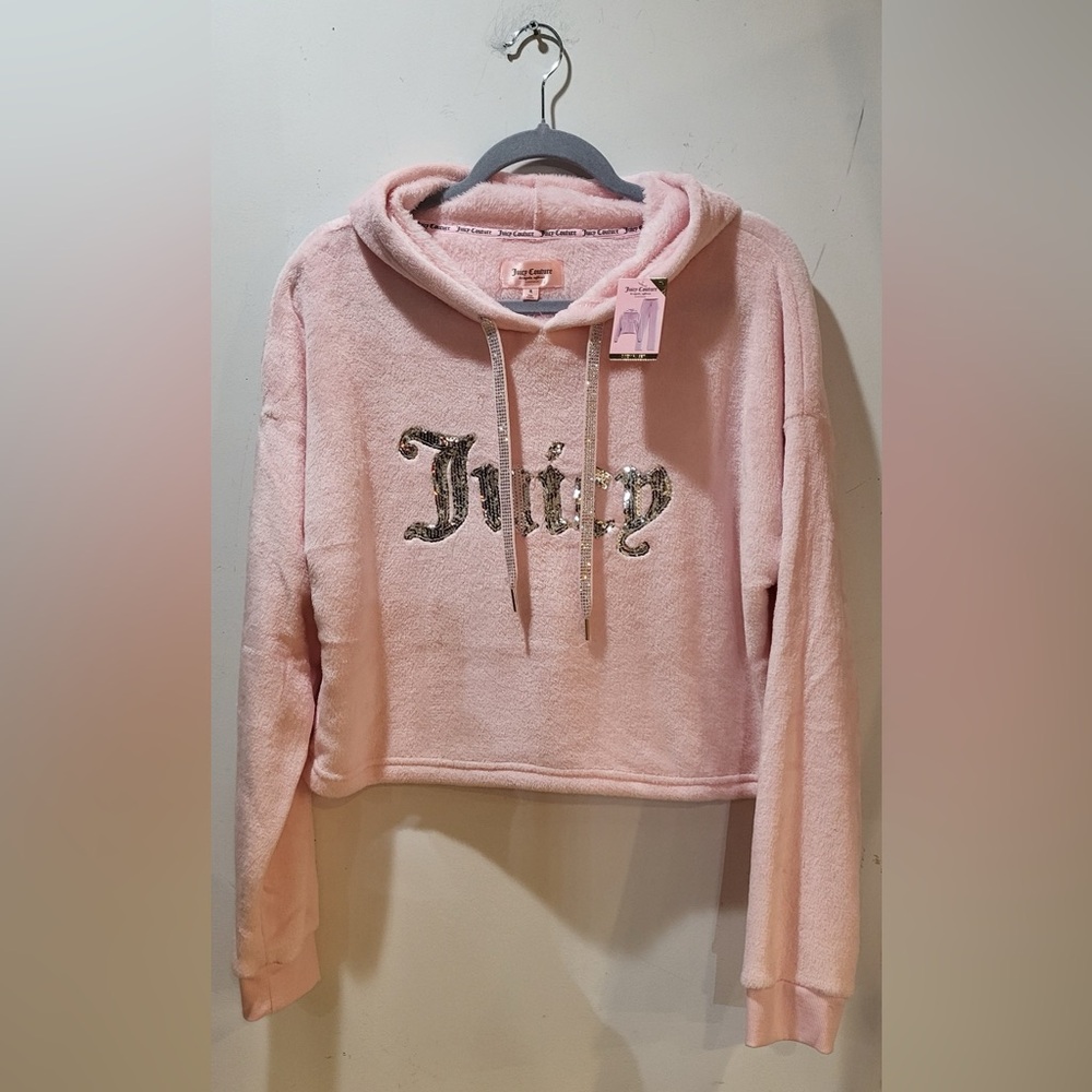 ✨Price Drop...JUICY COUTURE pink pull over cropped hoodie